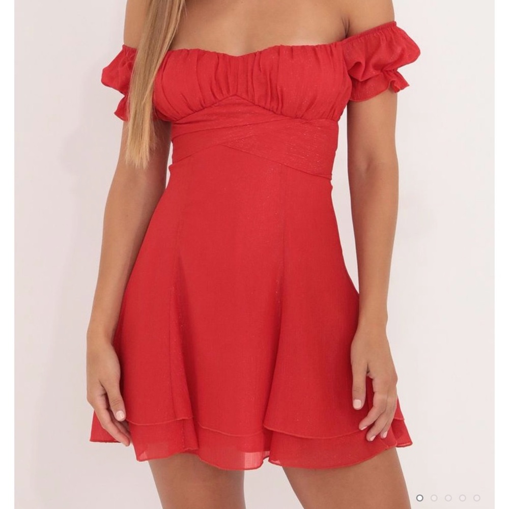 Lucy in the Sky Estrella Dress in Chiffon Red